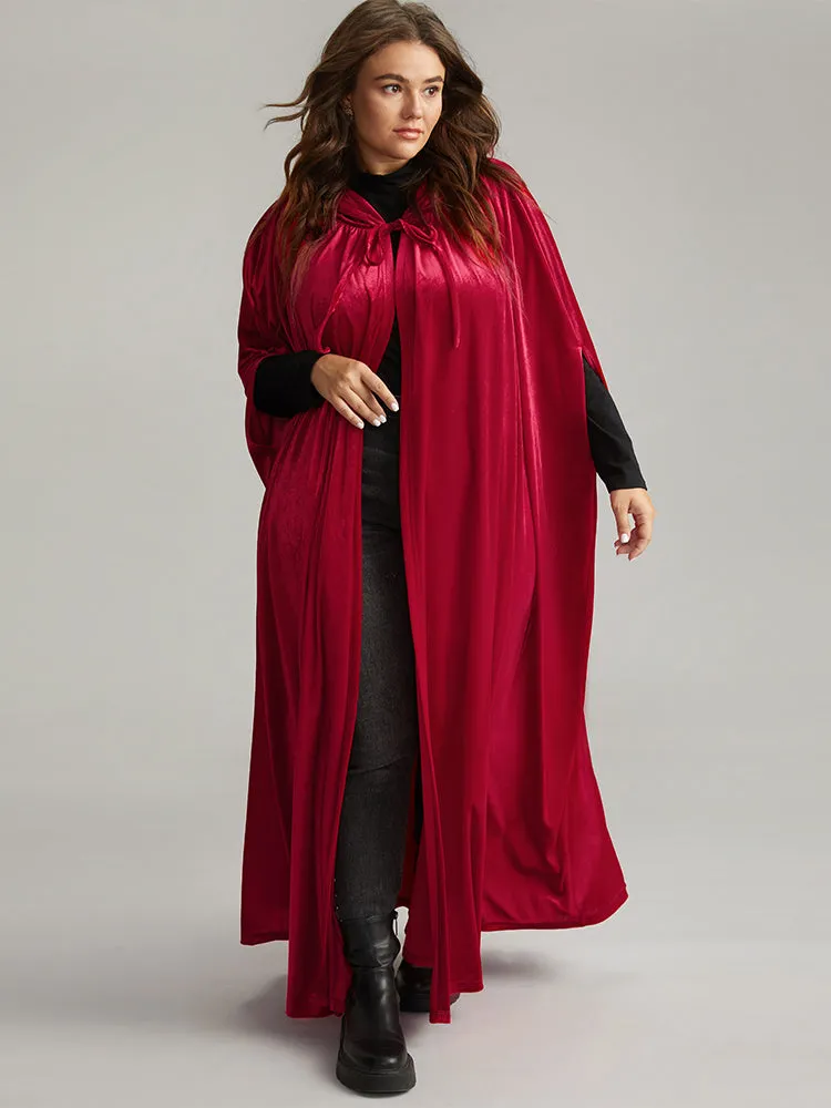 Solid Velvet Knot Neck Hooded Cloak Kimono sold by Bloomchic product image thumbnail 3