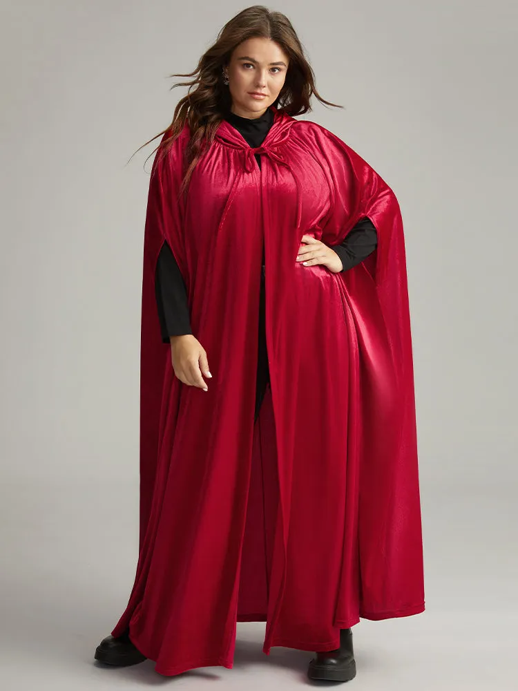 Solid Velvet Knot Neck Hooded Cloak Kimono sold by Bloomchic product image thumbnail 4