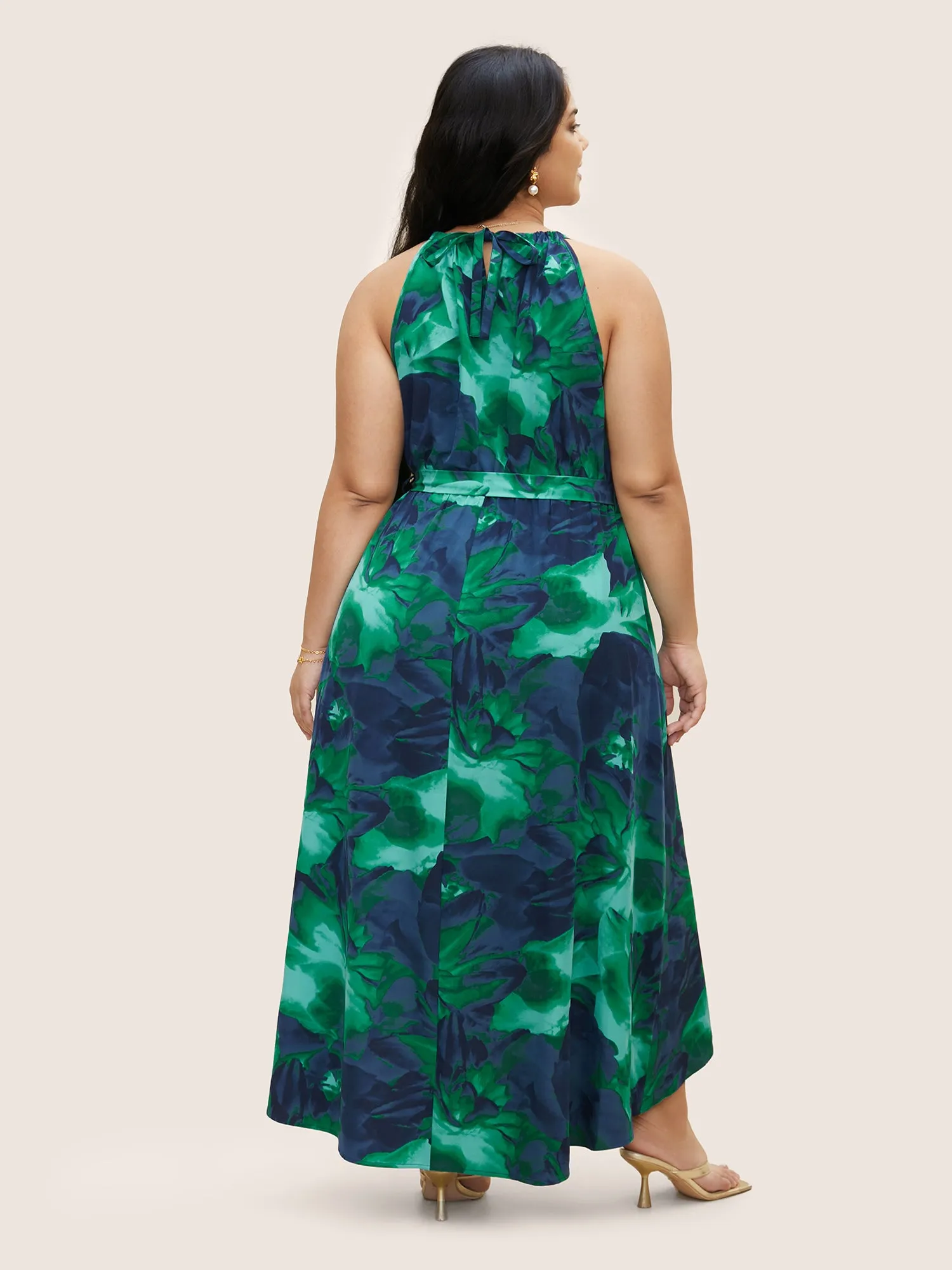 Halter Watercolor Floral Belted Dress sold by Bloomchic product image thumbnail 2