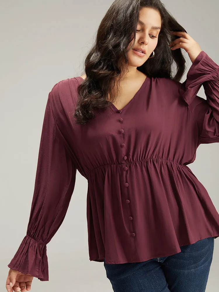 Button Detail Ruffle Trim Blouse sold by Bloomchic product image thumbnail 5