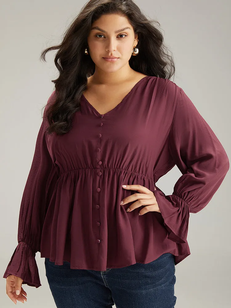 Button Detail Ruffle Trim Blouse sold by Bloomchic product image thumbnail 2