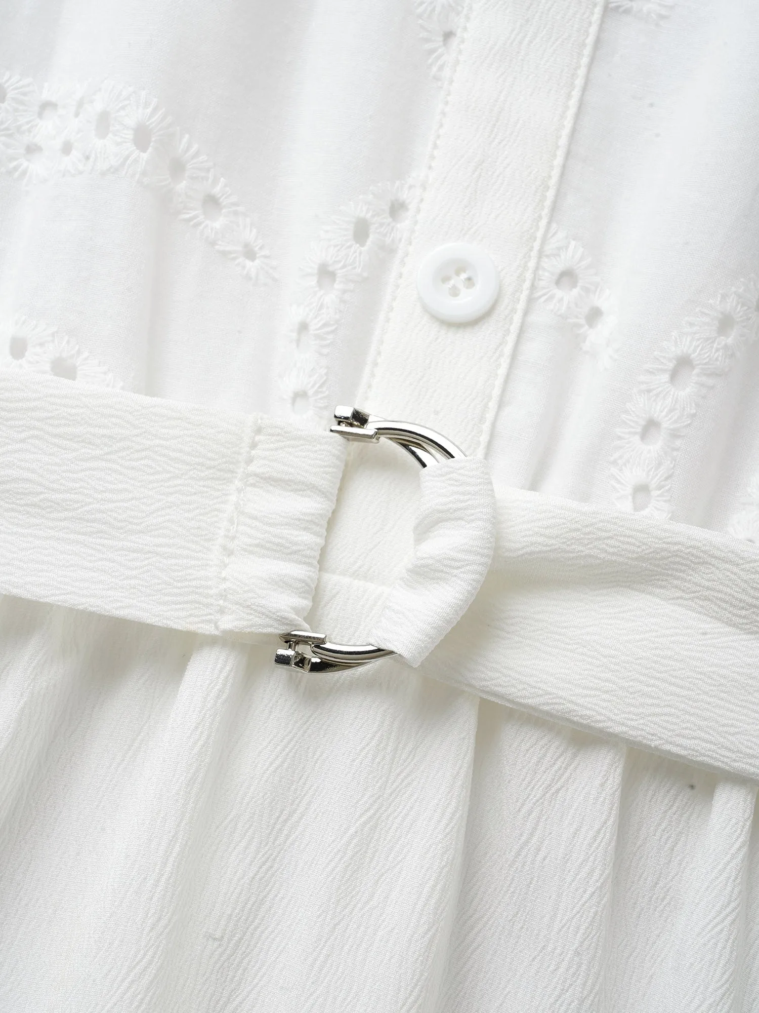 Broderie Anglaise Shirt Collar Belted Dress sold by Bloomchic product image thumbnail 5