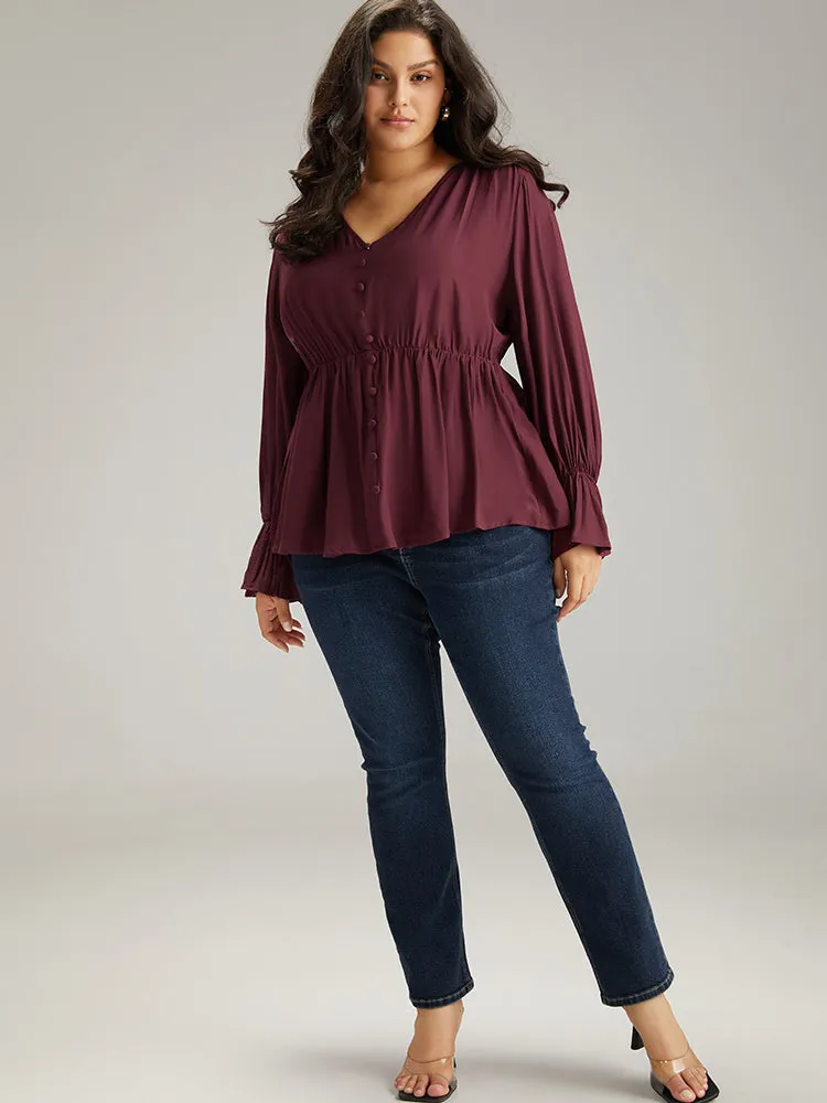 Button Detail Ruffle Trim Blouse sold by Bloomchic product image thumbnail 4