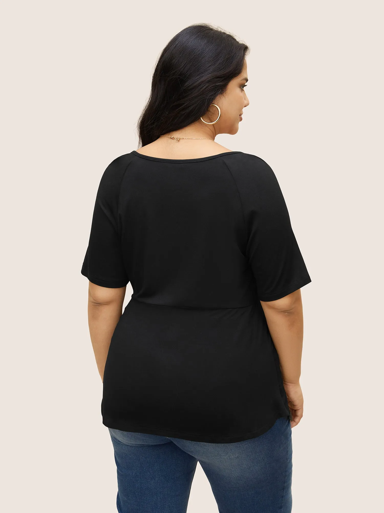Supersoft Essentials Deep V Neck Ruched T-shirt sold by Bloomchic product image thumbnail 2