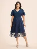 Floral Embroidered Mesh Patchwork Midi Dress sold by Bloomchic