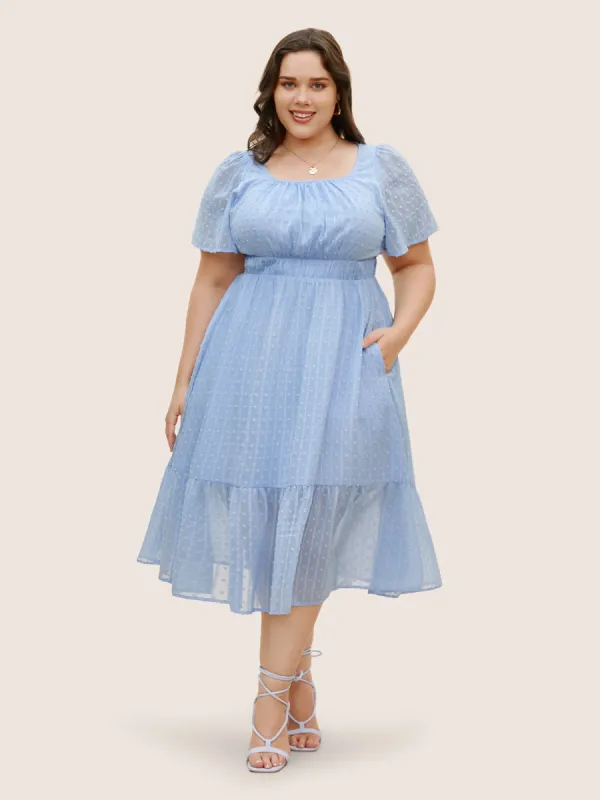 Textured See Through Patchwork Hem Dress sold by Bloomchic