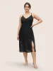 Lace Panel Mesh Split Hem Crisscross Cami Sleep Dress sold by Bloomchic