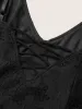 Lace Panel Mesh Split Hem Crisscross Cami Sleep Dress sold by Bloomchic
