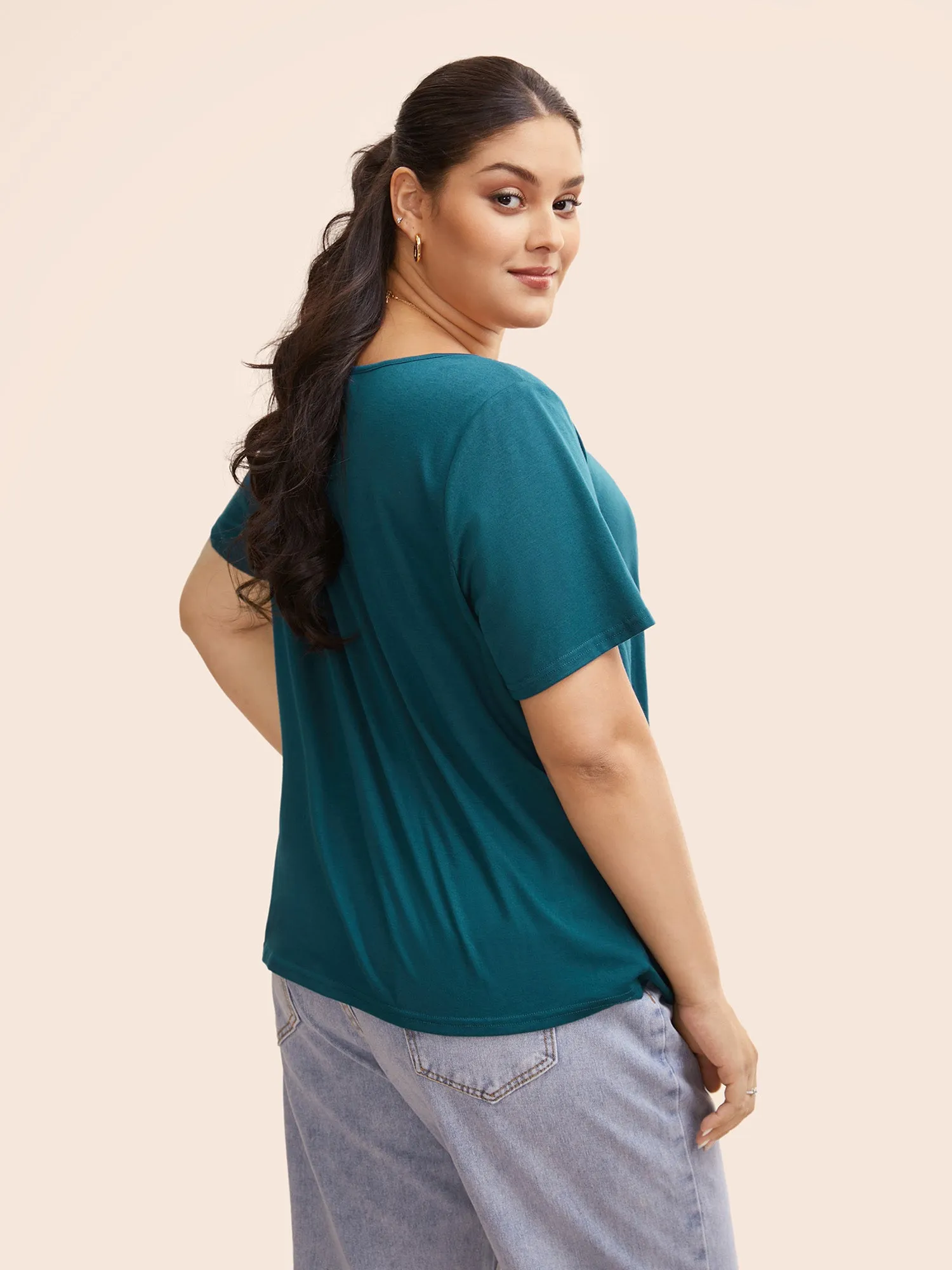 Solid Round Neck Tie Knot T-shirt sold by Bloomchic product image thumbnail 3