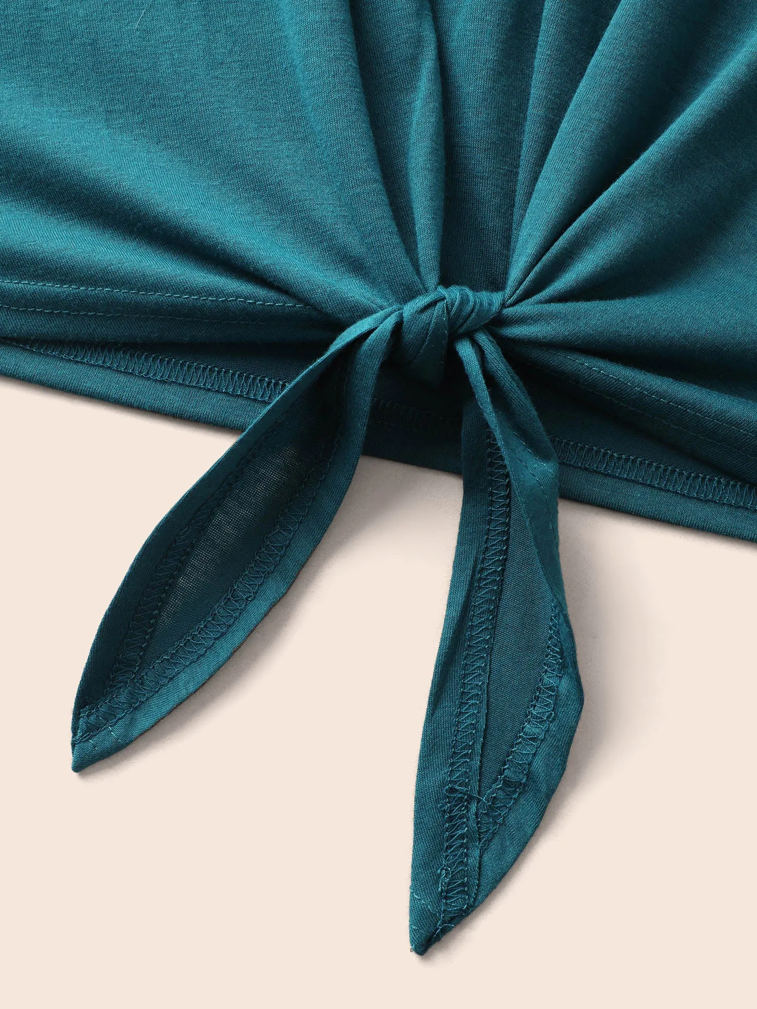 Solid Round Neck Tie Knot T-shirt sold by Bloomchic product image thumbnail 5