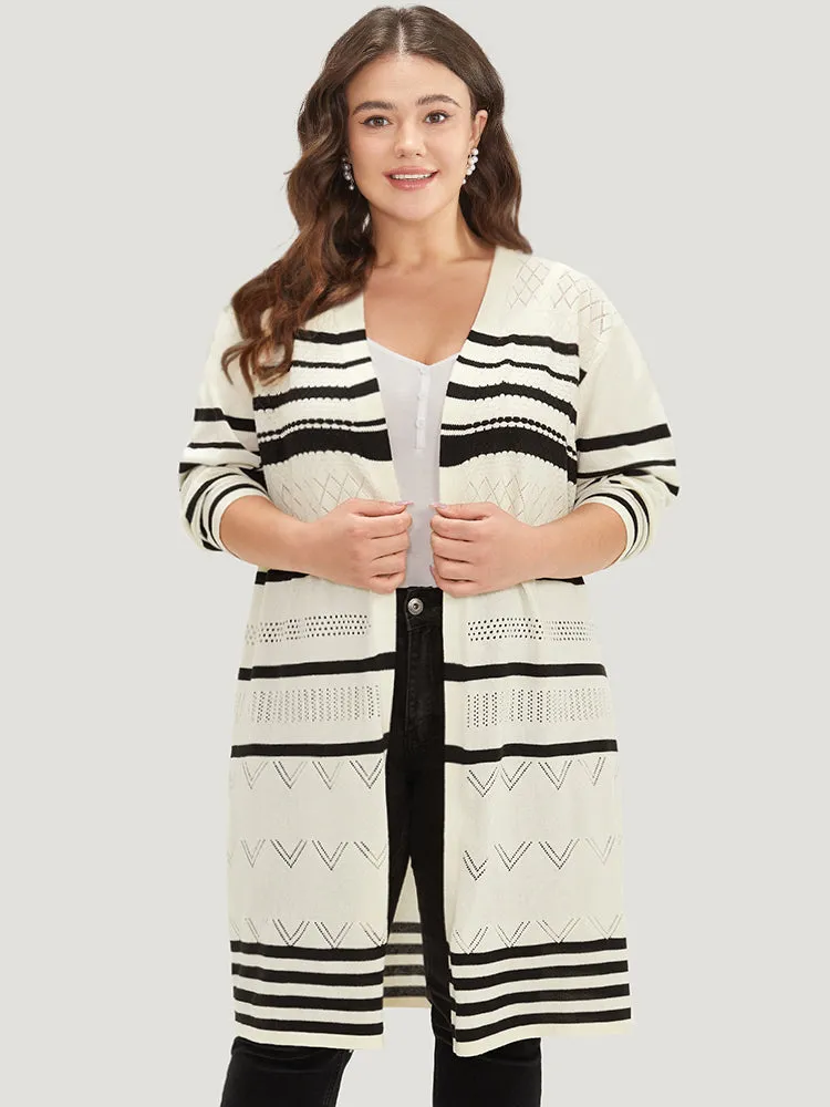 Striped Eyelet Open Front Maxi Cardigan sold by Bloomchic product image thumbnail 3
