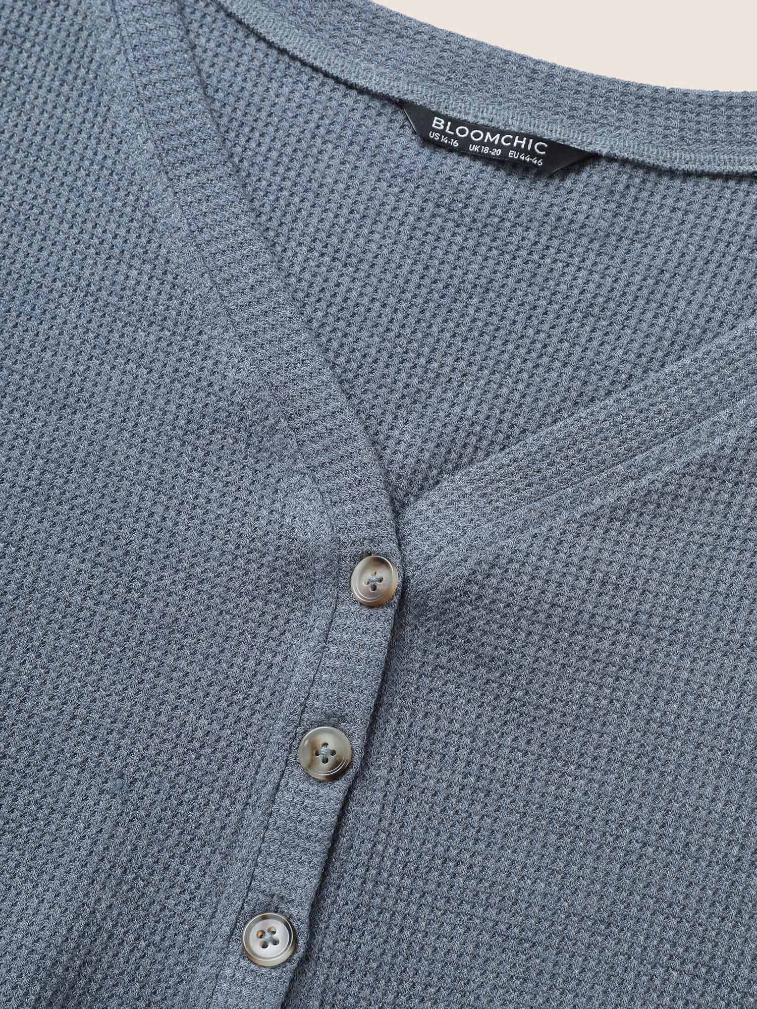 Waffle Knit Patchwork Ruffle Hem Tunic T-shirt sold by Bloomchic product image thumbnail 5