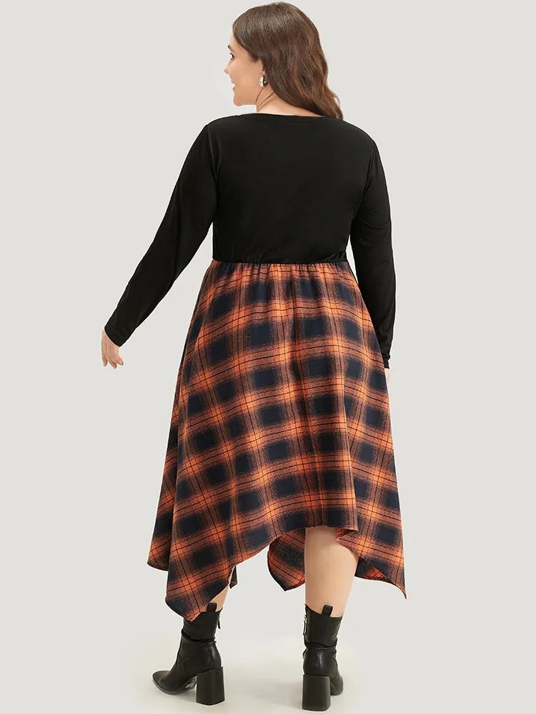 Halloween Plaid Lace Up Pocket Asymmetrical Hem Dress sold by Bloomchic product image thumbnail 2