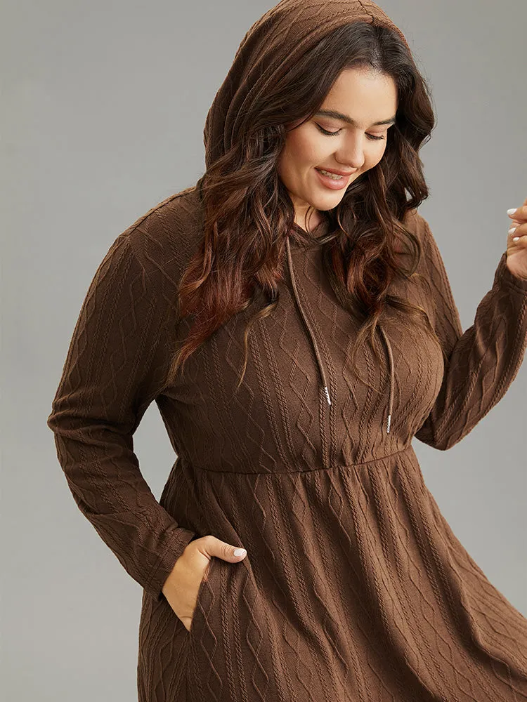 Plain Texture Jacquard Hooded Cable Knit Dress sold by Bloomchic product image thumbnail 4