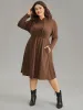 Plain Texture Jacquard Hooded Cable Knit Dress sold by Bloomchic