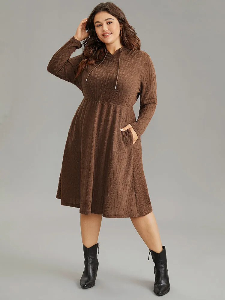 Plain Texture Jacquard Hooded Cable Knit Dress sold by Bloomchic