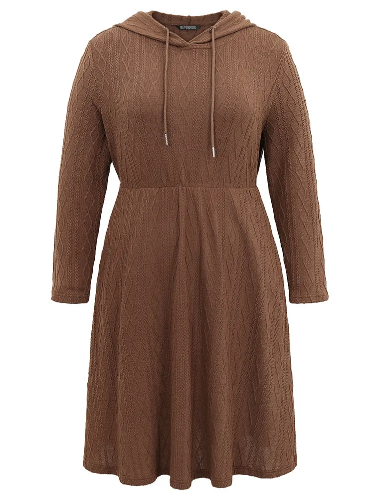 Plain Texture Jacquard Hooded Cable Knit Dress sold by Bloomchic product image thumbnail 5