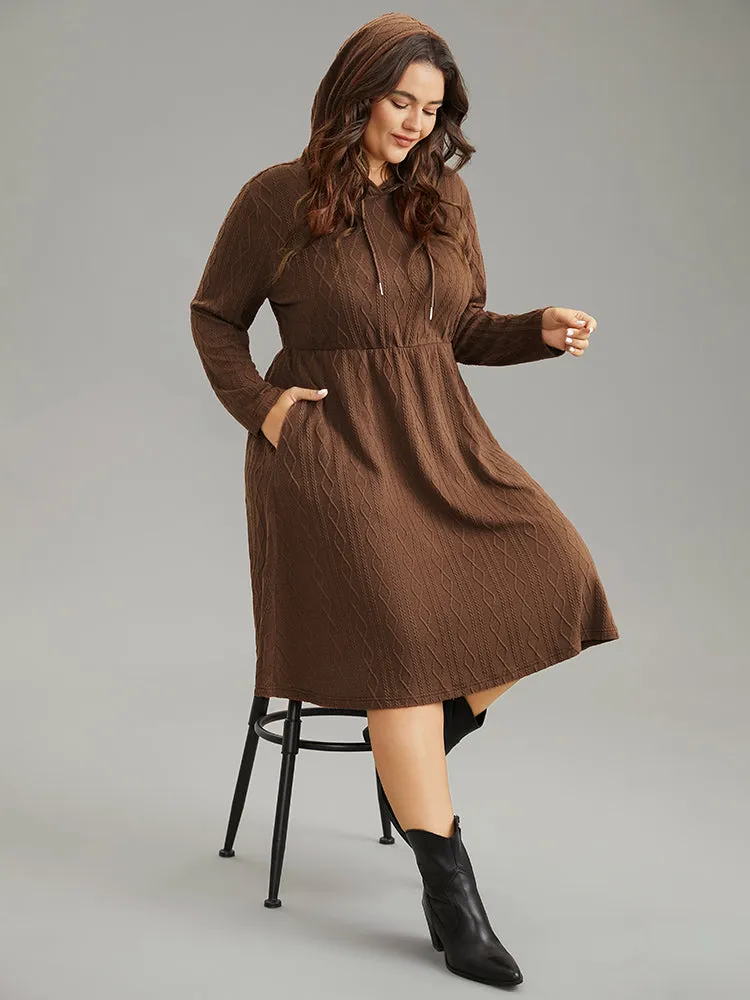 Plain Texture Jacquard Hooded Cable Knit Dress sold by Bloomchic product image thumbnail 2