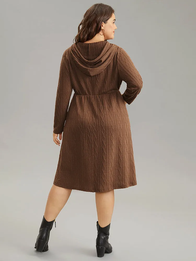 Plain Texture Jacquard Hooded Cable Knit Dress sold by Bloomchic product image thumbnail 3