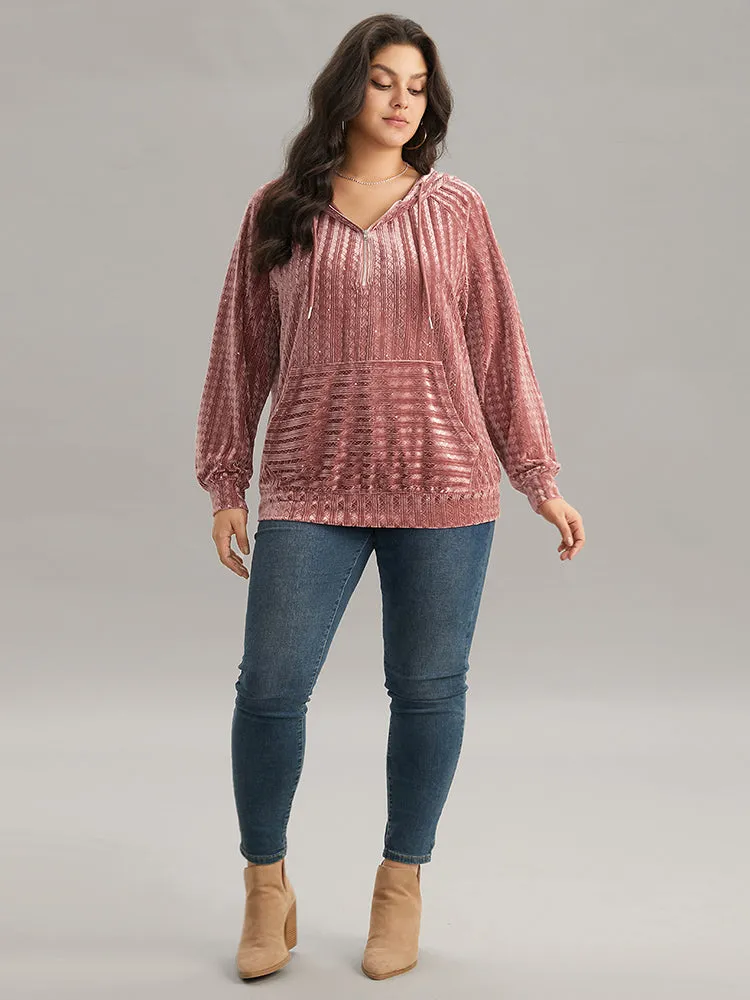 Textured Sequin Velvet Half Zip Pocket Sweatshirt sold by Bloomchic product image thumbnail 4