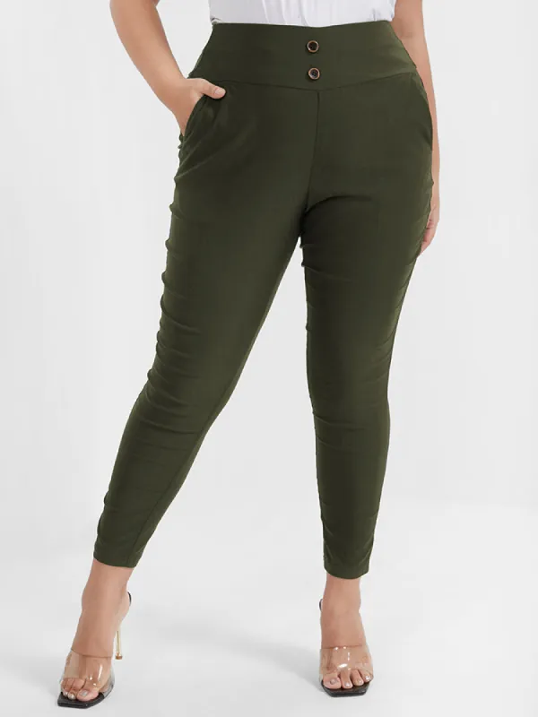 Plain Button Pocket Skinny Pants sold by Bloomchic