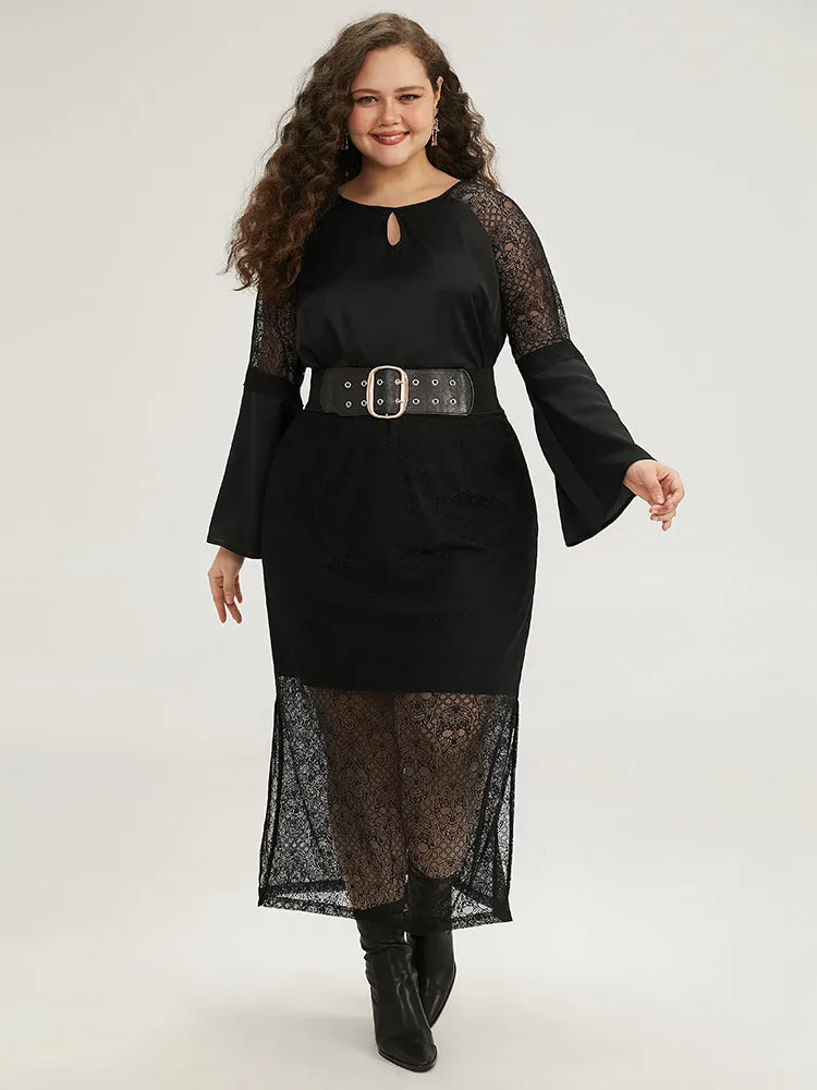 Halloween Crochet Lace Mesh Keyhole Bell Sleeve Woven Blouse sold by Bloomchic product image thumbnail 2