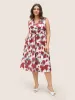 Graphic Contrast Pocket Surplice Neck Tank Dress sold by Bloomchic