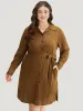Plain Split Hem Button Through Belted Dress sold by Bloomchic