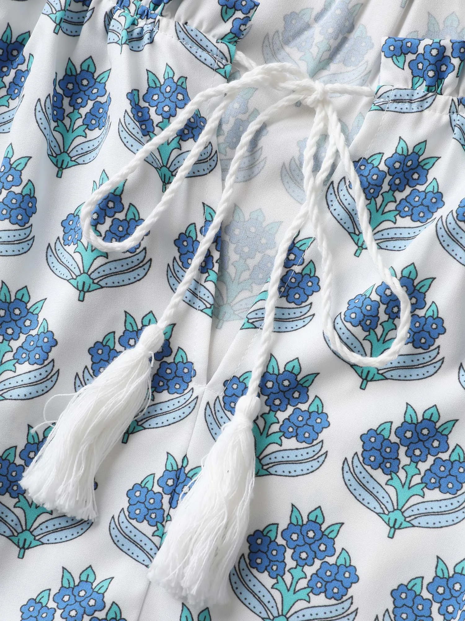 Boho Print Notched Collar Tassel Sleeveless Dress sold by Bloomchic product image thumbnail 5