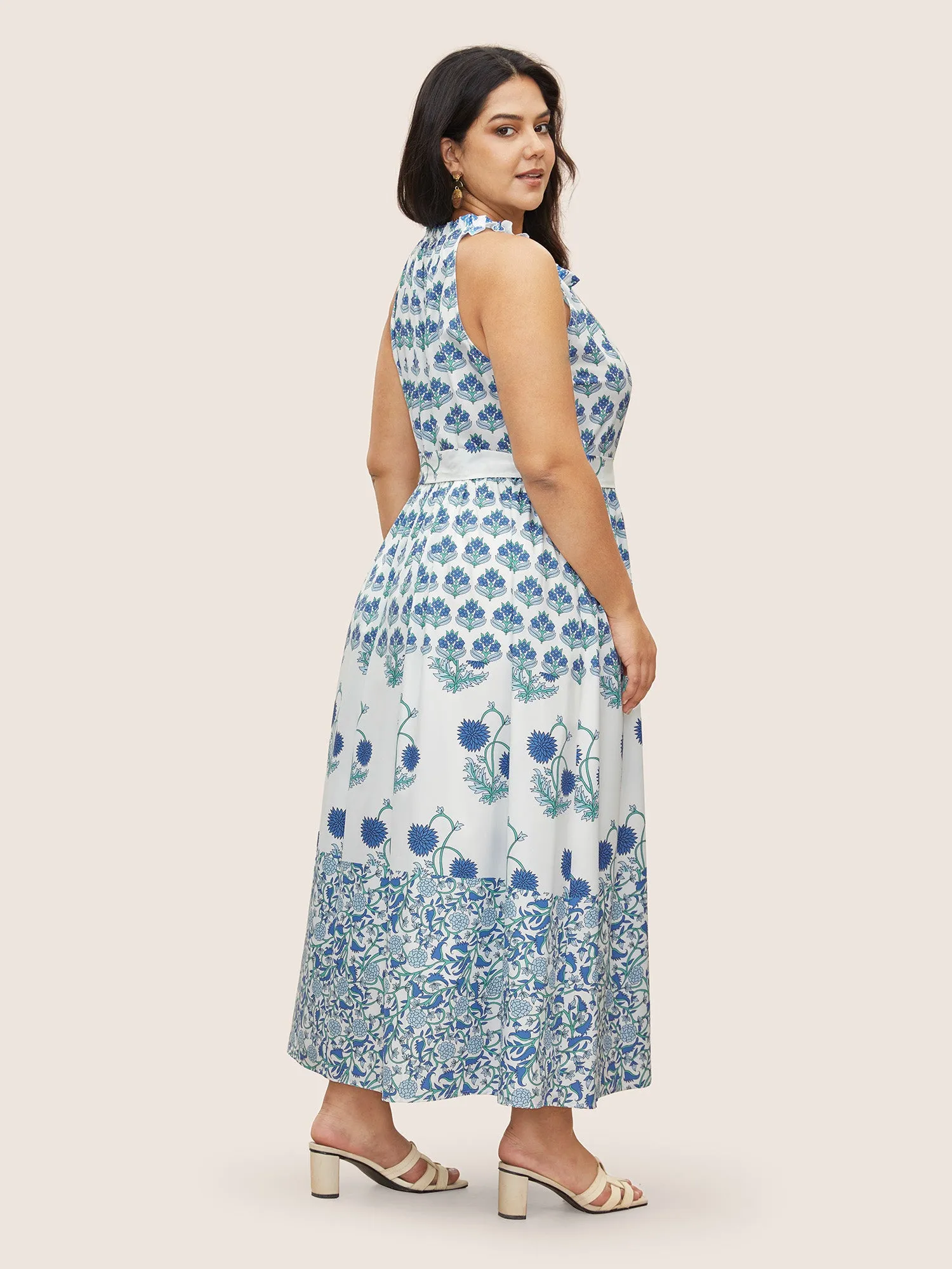 Boho Print Notched Collar Tassel Sleeveless Dress sold by Bloomchic product image thumbnail 4