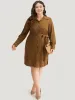 Plain Split Hem Button Through Belted Dress sold by Bloomchic