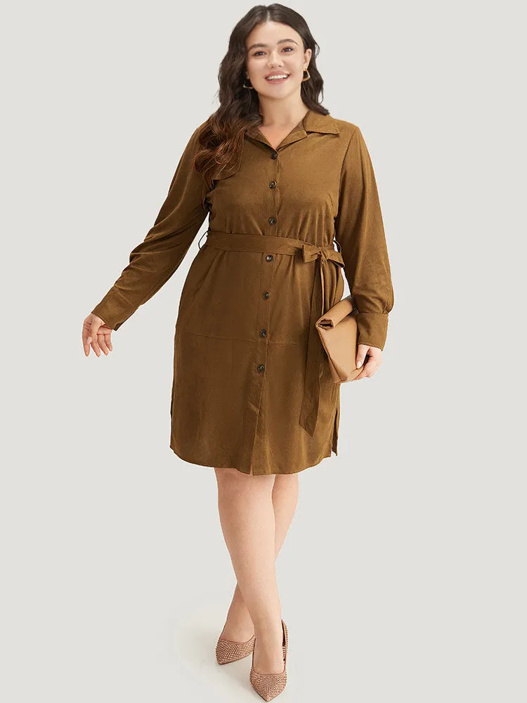 Plain Split Hem Button Through Belted Dress sold by Bloomchic product image thumbnail 2
