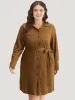 Plain Split Hem Button Through Belted Dress sold by Bloomchic