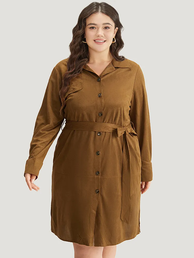 Plain Split Hem Button Through Belted Dress sold by Bloomchic product image thumbnail 3