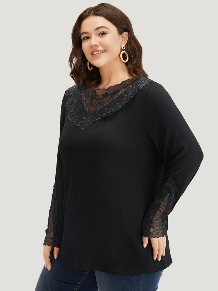 Halloween Plain Crochet Lace Mesh T-shirt sold by Bloomchic product image thumbnail 2