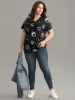 Horoscope Print V Neck Cuffed Dolman Sleeve T-shirt sold by Bloomchic