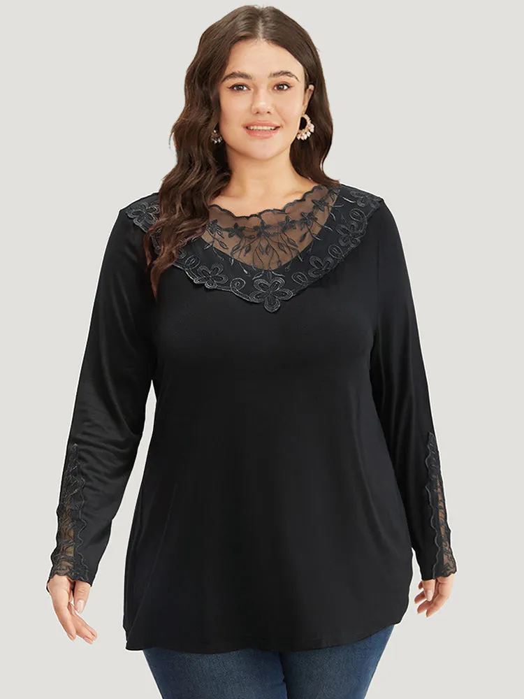 Halloween Plain Crochet Lace Mesh T-shirt sold by Bloomchic product image thumbnail 3