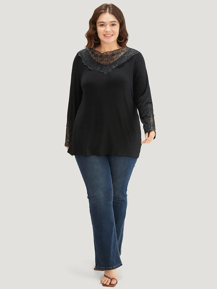 Halloween Plain Crochet Lace Mesh T-shirt sold by Bloomchic product image thumbnail 4