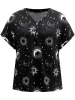 Horoscope Print V Neck Cuffed Dolman Sleeve T-shirt sold by Bloomchic