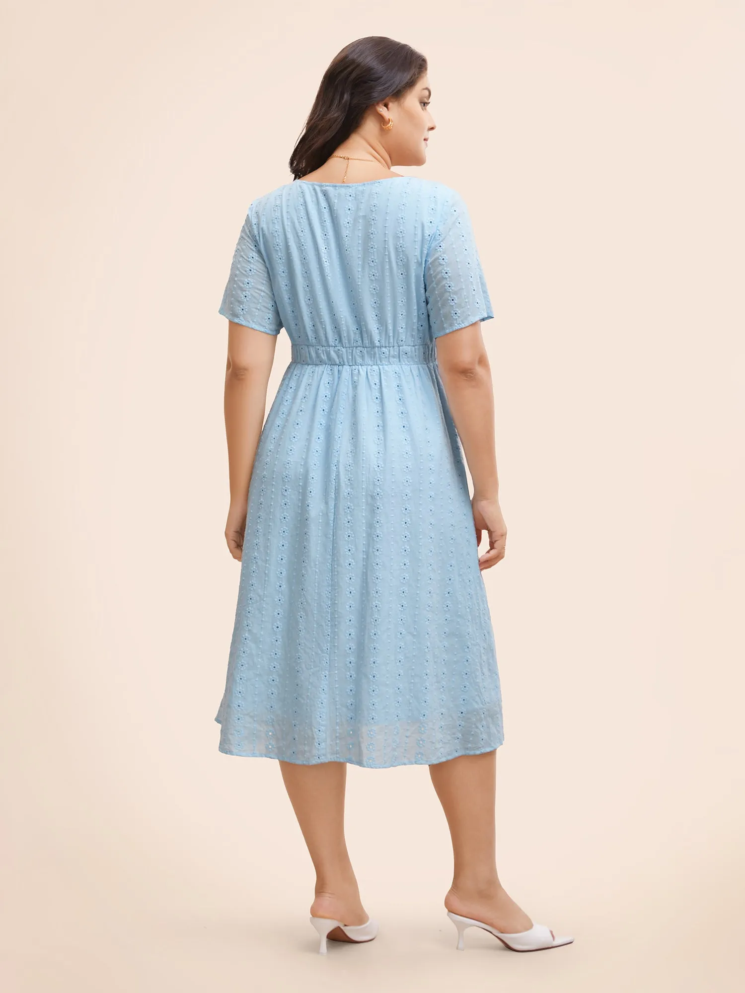 Square Neck Broderie Anglaise Frill Trim Dress sold by Bloomchic product image thumbnail 4