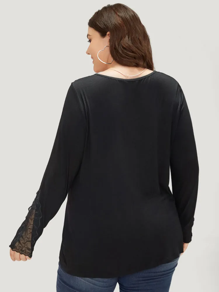 Halloween Plain Crochet Lace Mesh T-shirt sold by Bloomchic product image thumbnail 5