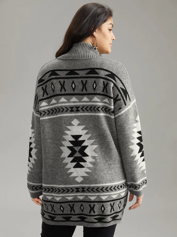 Bandana Print Lapel Collar Open Front Cardigan sold by Bloomchic product image thumbnail 2