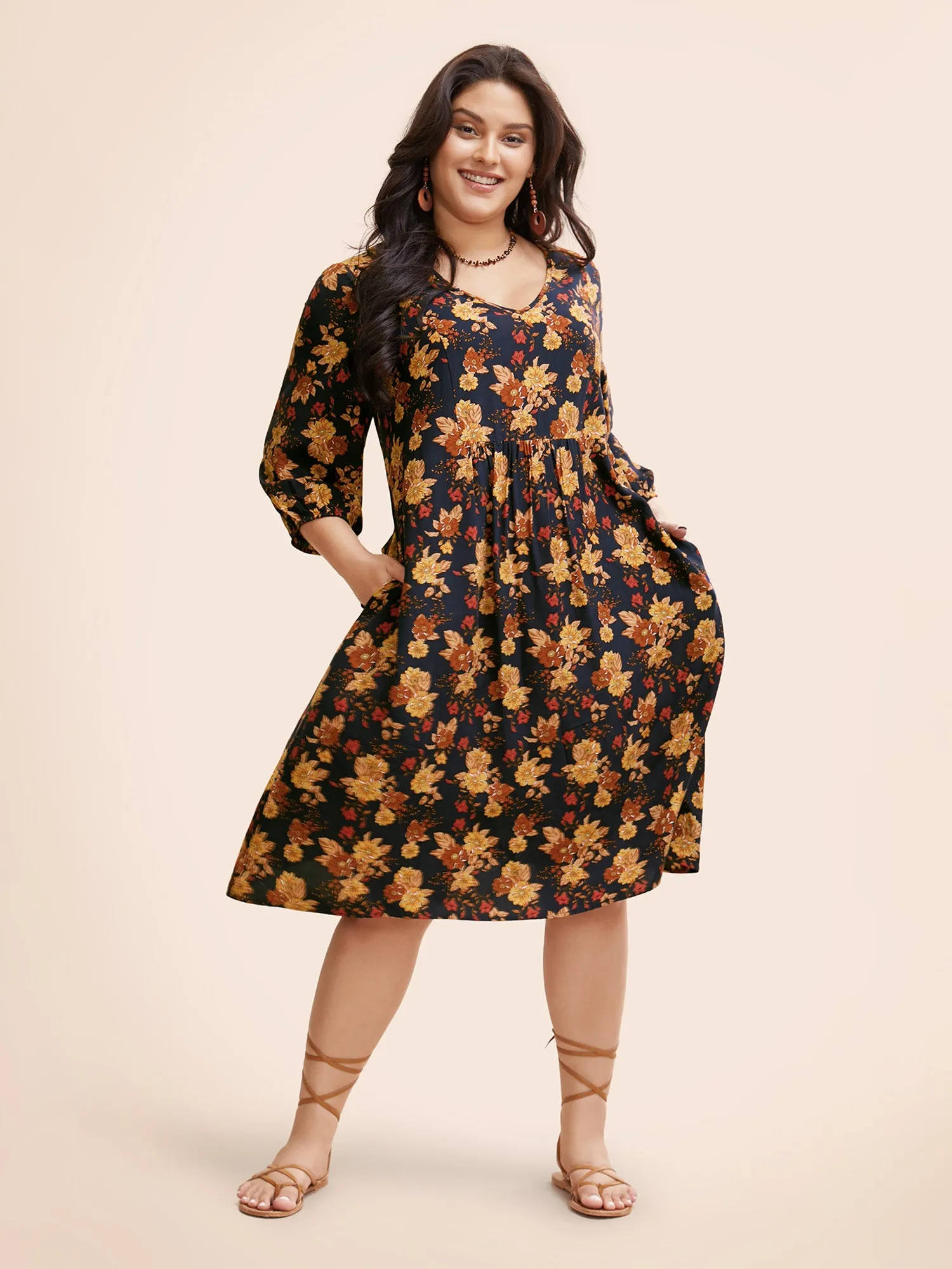 Supersoft Essentials Floral Print Pocket V Neck Dress sold by Bloomchic product image thumbnail 2