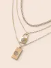 Lock & Heart Charm Chain Necklace sold by Bloomchic