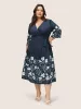 Bandana Print Knotted Overlap Collar Bell Sleeve Dress sold by Bloomchic