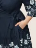 Bandana Print Knotted Overlap Collar Bell Sleeve Dress sold by Bloomchic