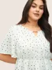 Keyhole Polka Dot Style Accents Ruffle Sleeve Blouse sold by Bloomchic