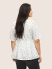 Keyhole Polka Dot Style Accents Ruffle Sleeve Blouse sold by Bloomchic