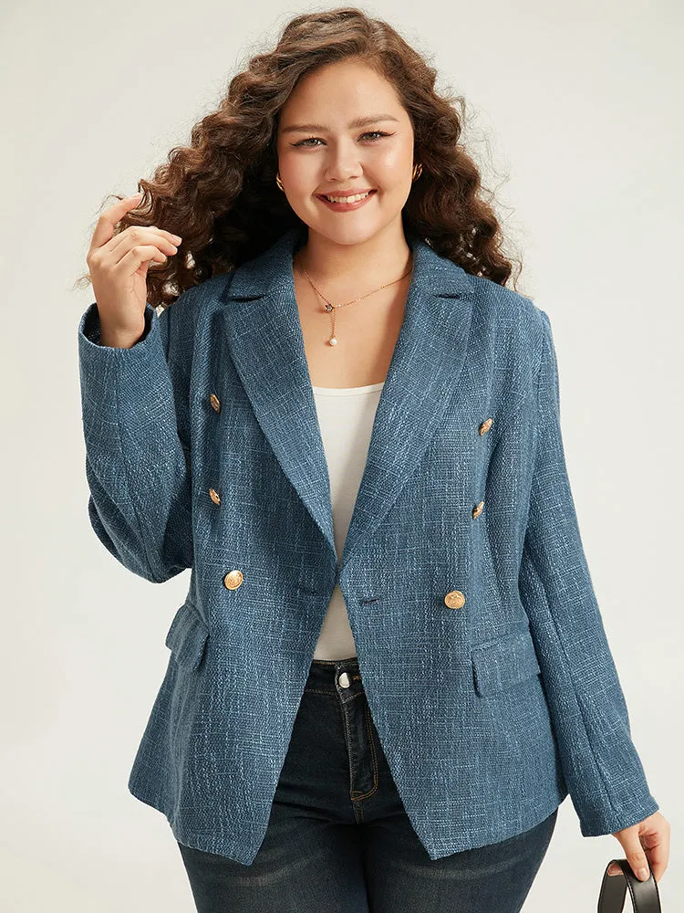 Plain Tweed Texture Pocket Buckle Detail Blazer sold by Bloomchic