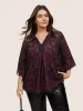 Crochet Lace Mesh Bell Sleeve Blouse sold by Bloomchic